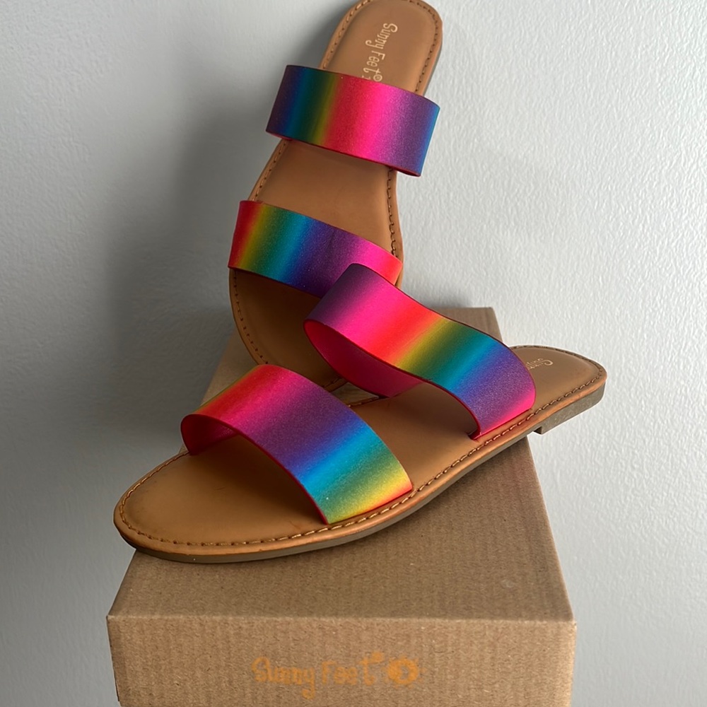 Rainbow Waterfront Sunny Feet Slip on Sandals